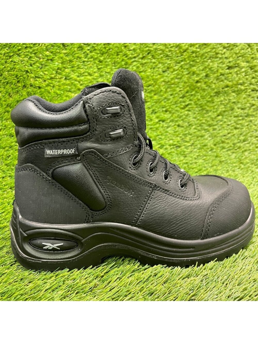 Reebok Trainex 6" Womens Size 7 Black Leather Composite Toe Safety Work Boots